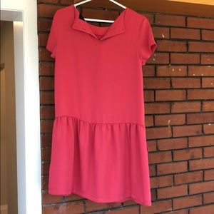 Coral pink shift dress